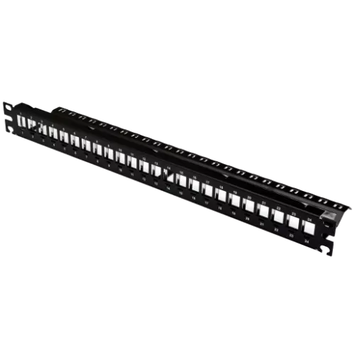 CMS -PP24K19RME-B Патч-панель 19" під 24 модуля Keystone, 1U із заднім організатором, заземл., чорна