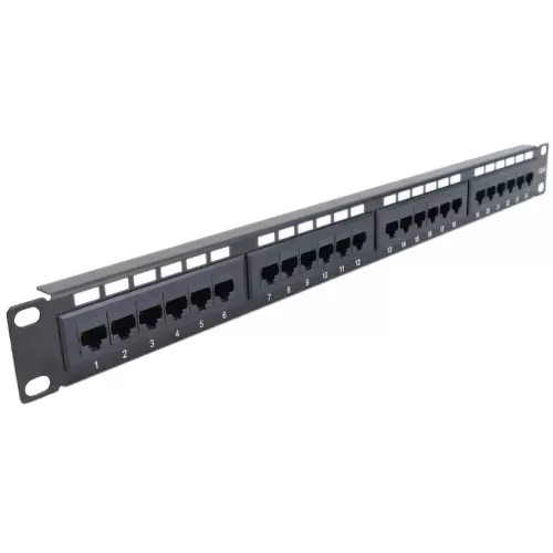 Hypernet PP-KUTP24-NM-CM Патч-панель 24-портова стійка 19" з менеджментом кабелю, UTP кат. 5Е